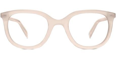 Detail: pink eyeglass frames from Warby Parker. Details at une femme d'un certain age.