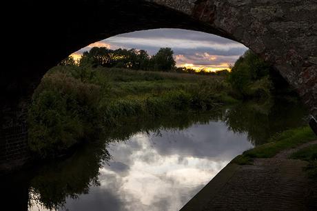 Sunset through a bridge