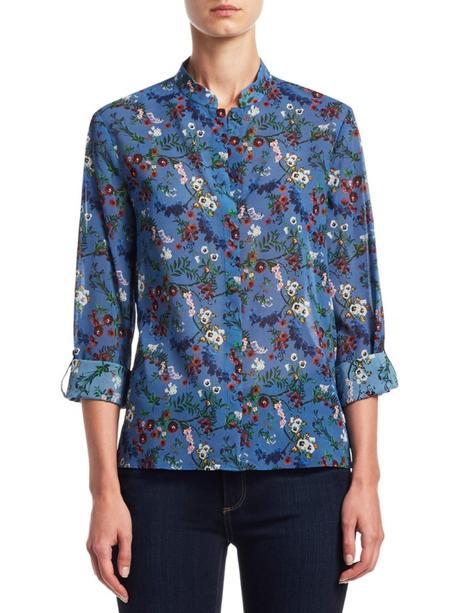 blue floral top from Alice + Olivia. Details at une femme d'un certain age.