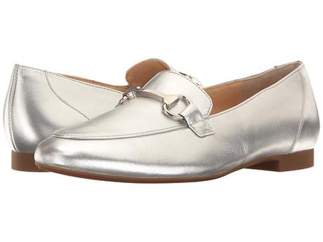 silver metallic horsebit loafers from Paul Green. Details at une femme d'un certain age.