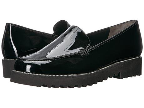 Paul Green patent leather loafers with lug sole. Details at une femme d'un certain age.