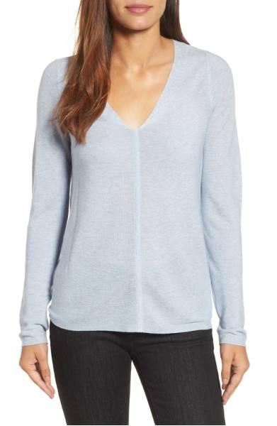 Tencel v-neck sweater from Eileen Fisher. Details at une femme d'un certain age.