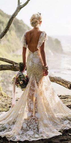 rue de seine wedding dresses boho lace floral embellishment with cap sleeves