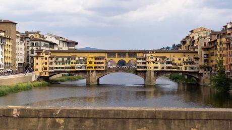 36. The shops nestled into the Ponte Vecchio arch bridge in Florence, Italy, were once home to butchers' shops, but are now occupied by souvenir-sellers.