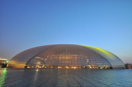 77. The dome-shaped National Grand Theatre in Beijing dominates the surrounding area, with a 696-foot circumference.