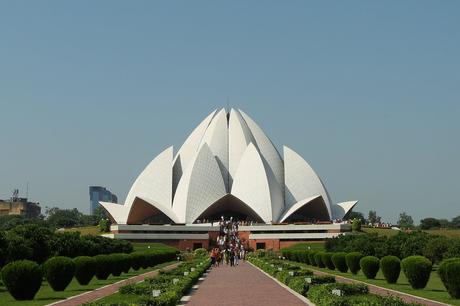 19. The Lotus Temple in Dehli, India draws hordes of tourist with its striking modern design.