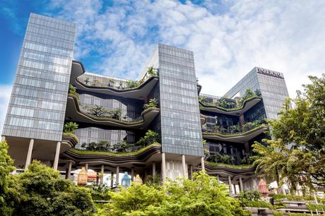 27. The Hotel Parkroyal in Singapore blends into its green surroundings by filling its huge balconies with plants.