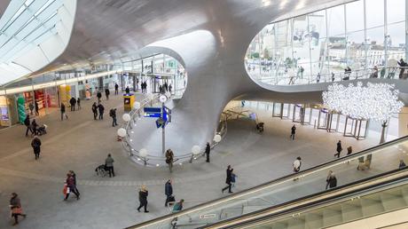 86. Station Arnhem in the Netherlands was transformed in 2015. Its swanky new transfer hall has a contemporary feel, supported by twisting steel columns.