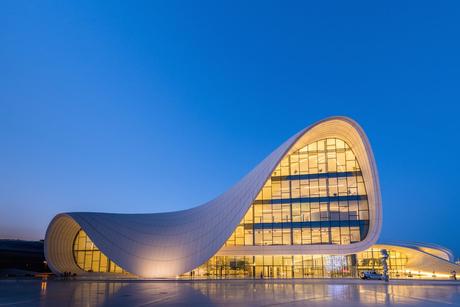 2. Zaha Hadid's Heydar Aliyev Centre in Baku, Azerbaijan, embodies the architect's signature curvy, dramatic style.