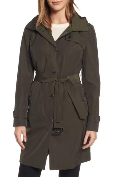Packable trench in olive from Michael Kors. Details at une femme d'un certain age.