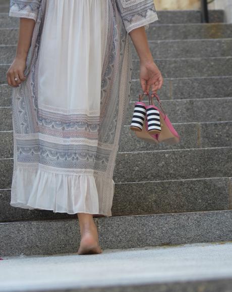 how to design your own shoes, pink heels, stripes sandals, fall fashion , chunky heels, black and white shoes, street style, fashion , blogger, shoes of prey creator, myriad musings 