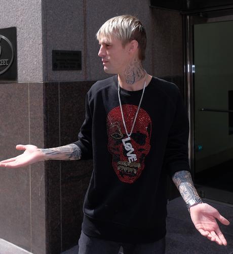 Aaron Carter meets fans outside the Sony building