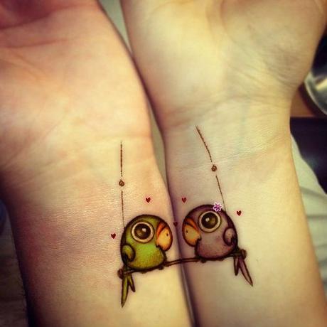 Cute birds tattoo