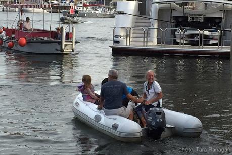 You know you're with your tribe when they pick you up in a dinghy