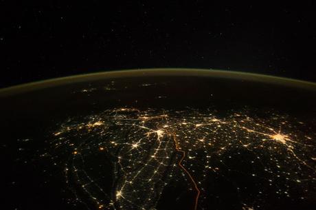 Diwali India photo from space ~ Paolo Nespoli from ISS mission 52..