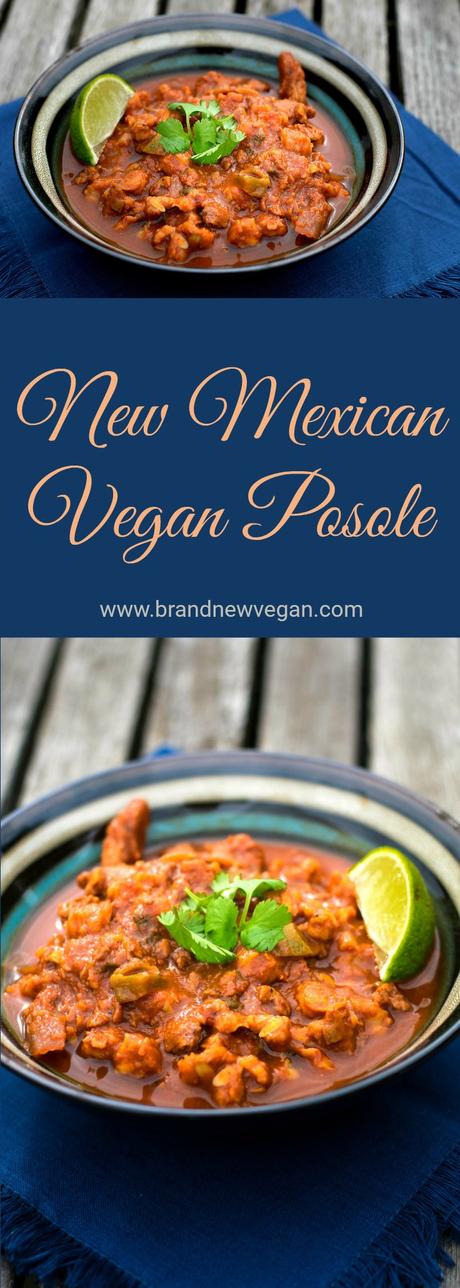A plant-based version of my favorite New Mexican Stew......Vegan Posole. A holiday tradition of White Hominy, Soy Curls, and New Mexican Red Chile.
