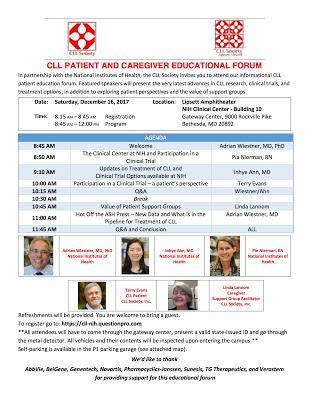 Post ASH CLL Society Patient and Caregiver Educational Forums