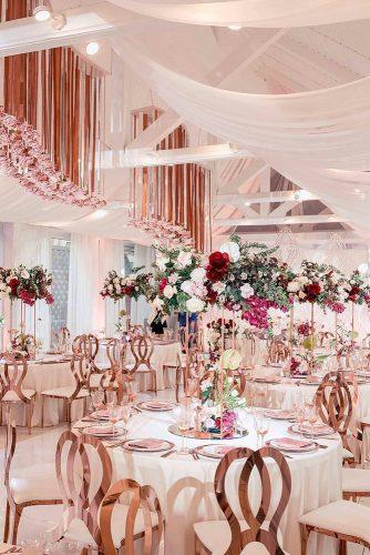 gold wedding decorations stunning wedding reception decorated with flowers and gold konstantin semenikhin via instagram