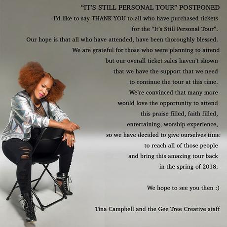 Tina Campbell ‘It’s Still Personal Tour’ PostPoned