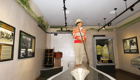 Model of a Seminole in a dug out canoe in Naples Depot museum