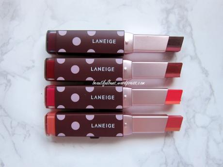 Review/Swatches: Laneige Two Tone Matte Lip Bar – all 4 shades! (Laneige x YCH)