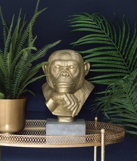 Gold decor styling tips. A striking wise monkey to incorporate accents of lavish gold into your decor. 