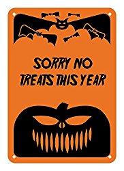 Image: Reflective Aluminum Halloween 'Sorry No Treats This Year' Sign