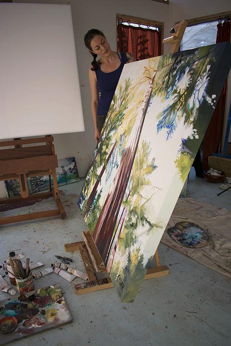 Cedar Lee artist working in the studio