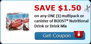 Save $1.50 on any ONE (1) multipack or canister of BOOST® Nutritional Drink or Drink Mix