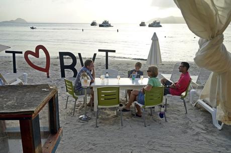 Sundowners on the north coast of Tortola- Jamie, Max, Claudia, Ted