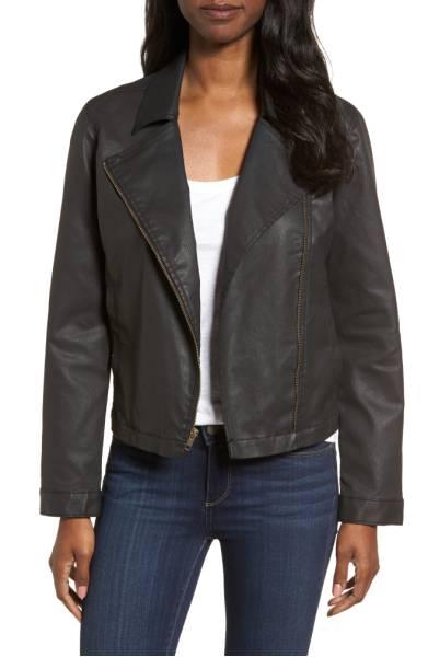 waxed cotton moto jacket from Eileen Fisher. Details at une femme d'un certain age.