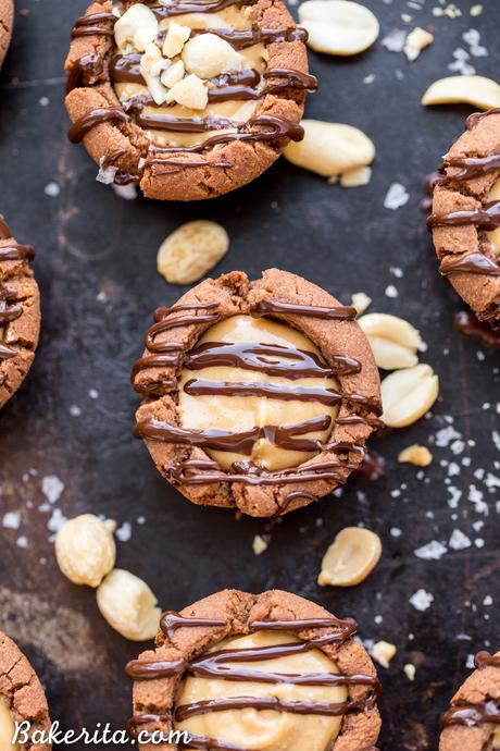 These Chocolate Peanut Butter Tartlets are sure to satisfy your sweet tooth! The chocolate shortbread crust is irresistibly crunchy, with a luscious peanut butter filling. You’d never guess these mini tarts are gluten free, grain free, refined sugar free, and vegan.