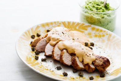 Keto turkey with cream-cheese sauce