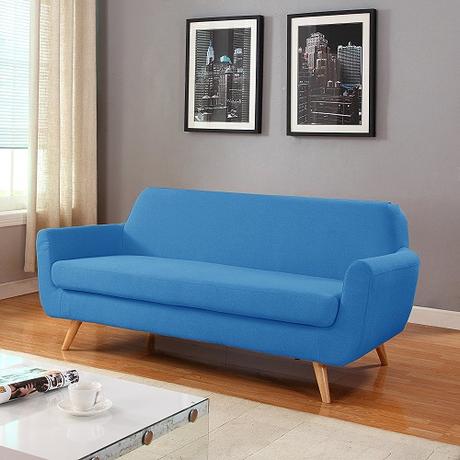 modern loveseat for small spaces - Mid Century Colorful Linen Loveseat