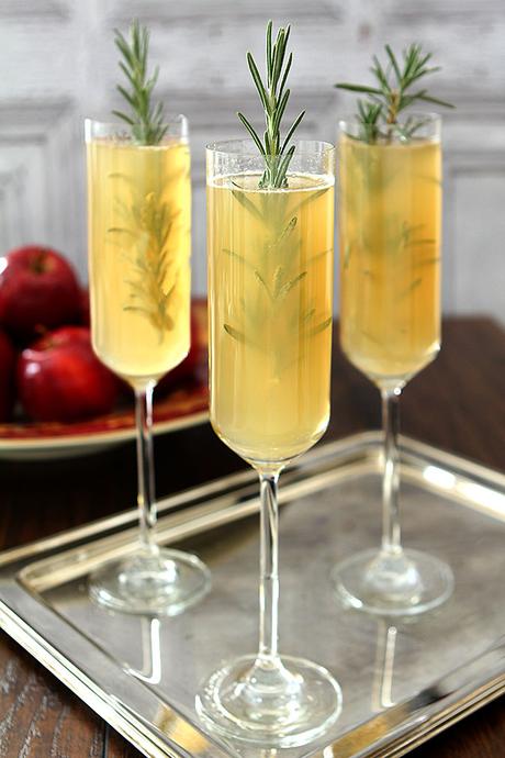 Apple Cider Bellini with Rosemary