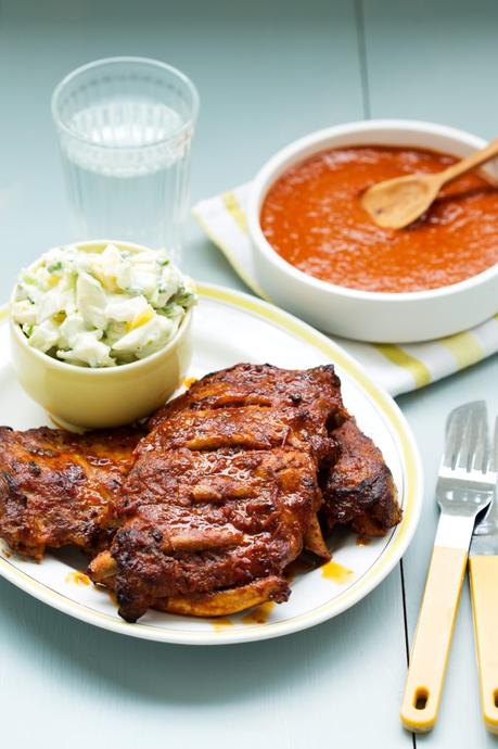 Keto BBQ ribs with creamy squash salad