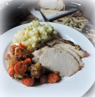 Roast Pork with Carrots, Turnips & Apples