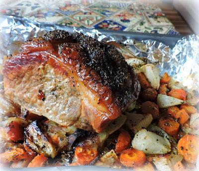 Roast Pork with Carrots, Turnips & Apples