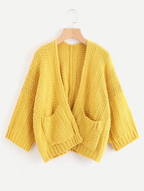 Double Pockets Open Front Sweater