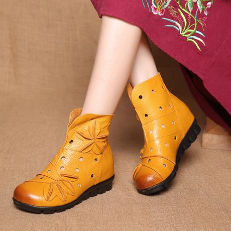 Pure color Socofy genuine leather boots