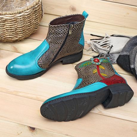 Handmade Genuine Leather Socofy Boots: So Comfy & Fashion bohemian boots
