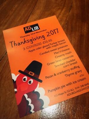 Celebrating Thanksgiving at Ad Lib, Glasgow
