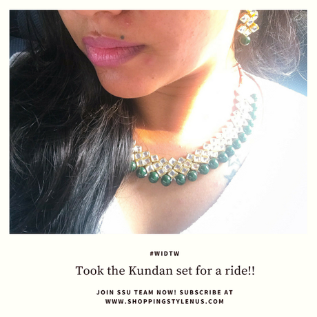Shopping, Style and Us - Flaunting the faux kundan and green pearl set bought from Amazon available for or under Rs.1000