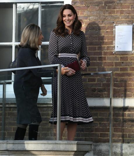 Duchess Kate was keen to be seen in polka-dotted Kate Spade today
