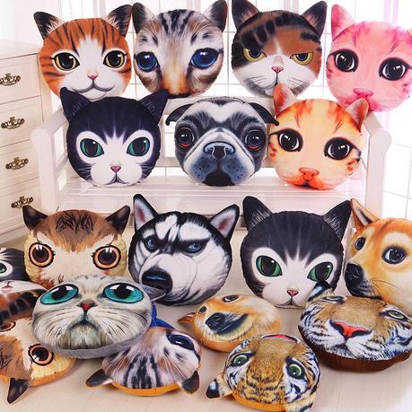 funny 3D cat head pillows