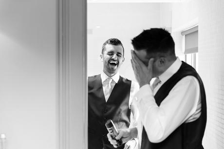 York & Albany Wedding Photography bestman laughing