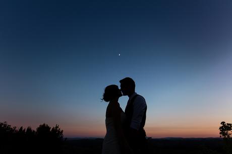 Villa Catignano Siena Wedding Photography sunset with moon in background