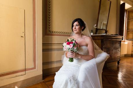 Villa Catignano Siena Wedding Photography bride sits in window