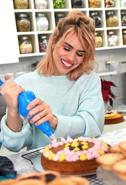 Billie Piper helps bake cakes at her local favorite shop, The Cake House in London, as she partners with Amex to encourage people to go out and 'Shop Small' this Saturday. 