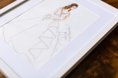 Signed Ian Stuart sketch of wedding dress